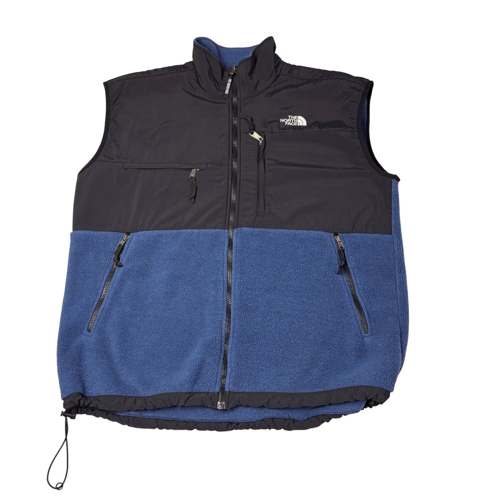 The North Face Mens Fleece Vest Black Blue Full Zip Pockets Size XL TG